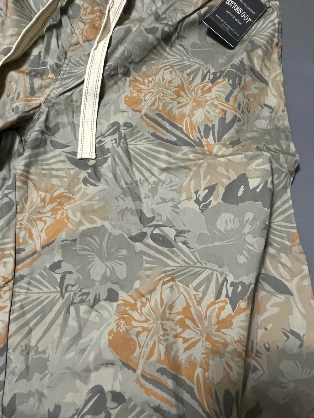 Bottoms Out Lounge Floral Drawstring Shorts in Gray & Tan